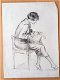 A493-15 Oude tekening Vrouw in stoel en profil - 0 - Thumbnail