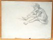 A493-38 Oude tekening Meisje zittend op grond - 0 - Thumbnail