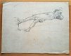 A493-39 Oude tekening Meisje met strik in haar liggend - 0 - Thumbnail