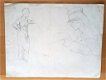 A493-44 Oude tekening Drie schetsen van vrouw (zusters) - 1 - Thumbnail