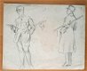 A493-53 Oude tekening Franse militairen (3x) - 1 - Thumbnail