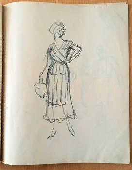 A493-62 Oude schetsboekje met 16 blz met tekeningen - 5