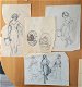 A493-66 Oude tekeningen 4 bladen schetsen vrouw met kruik - 0 - Thumbnail