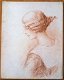 A493-80 Oude tekening Portret vrouw en profil rood potlood - 0 - Thumbnail