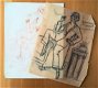 A493-81 Oude tekening vrouw in pyjama op leuning stoel - 2 - Thumbnail