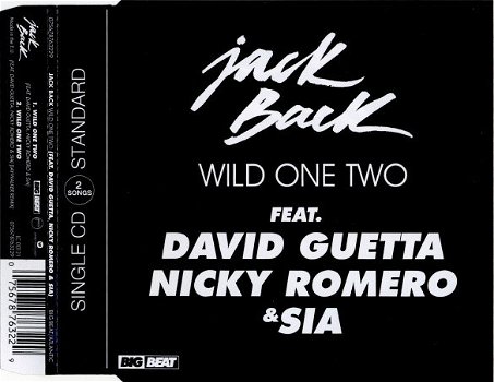 Jack Back Feat. David Guetta, Nicky Romero & Sia – Wild One Two (2 Track CDSingle) Nieuw - 0