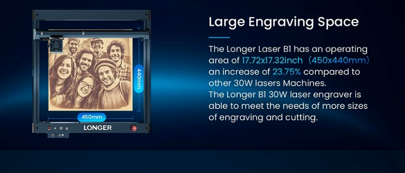 Longer Laser B1 30W Laser Engraver Cutter, 6-core Laser Head - 2