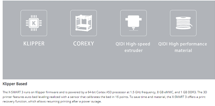QIDI Tech X-Smart 3 3D Printer, Auto Levelling, 500mm/s Printing Speed, - 3