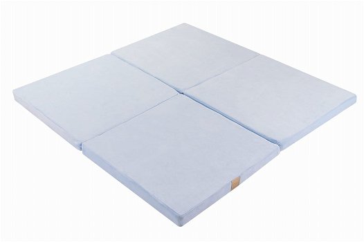 Grote speelmat van hoogwaardig foam - 120x120 cm - opvouwbaar - baby blue - 0