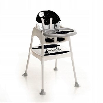 Kinderstoel 3 in 1 Verstelbaar - Stoel en Tafel - Kleur Zwart - 0