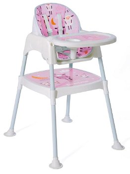 Kinderstoel 3 in 1 Verstelbaar - Stoel en Tafel - Kleur Roze - 0