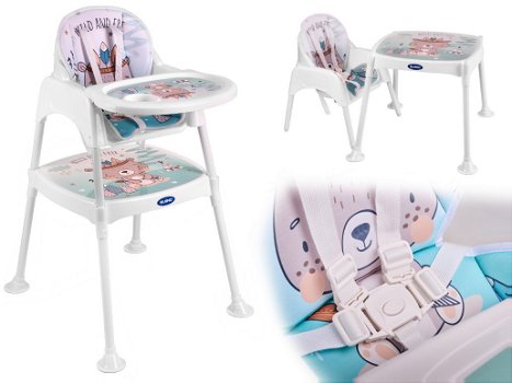 Kinderstoel 3 in 1 Verstelbaar - Stoel en Tafel - Kleur Blauw - 0