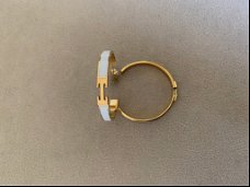 Gouden hoop oorbellen met letter H wit 18k verguld hermes
