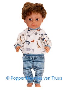 Baby Born 43 cm Jongens pyjama Safari/gebroken wit/streep/blauw