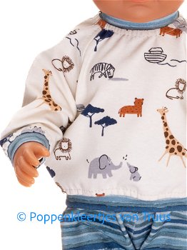Baby Born 43 cm Jongens pyjama Safari/gebroken wit/streep/blauw - 1