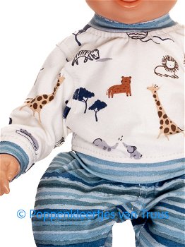 Chou Chou 36 cm Jongens pyjama Safari/gebroken wit/streep/blauw - 1