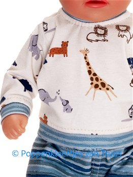 Baby Born Soft 36 cm Jongens pyjama Safari/gebroken wit/streep/blauw - 1