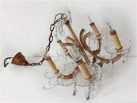 Vintage hanglamp met glazen hangers - 0