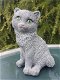 Beeld zittende kat, poes, van steen - 0 - Thumbnail