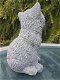 Beeld zittende kat, poes, van steen - 2 - Thumbnail