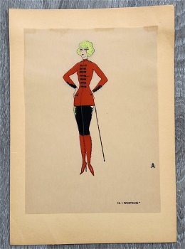 [art deco] pochoir illustratie Dompteuse - 0