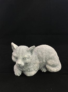 tuinbeeld poes, gemaakt van steen , kat - 0