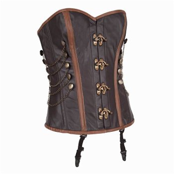 Leren steampunk korset model 25 maat small t/m 6xl - 0