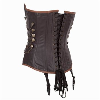 Leren steampunk korset model 25 maat small t/m 6xl - 1