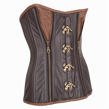 Leren steampunk korset model 24 maat small t/m 6xl - 0