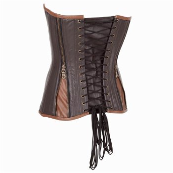 Leren steampunk korset model 24 maat small t/m 6xl - 1