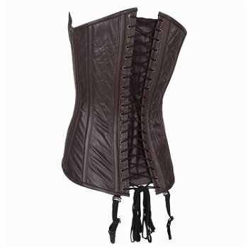 Leren steampunk korset model 23 maat small t/m 6xl - 1