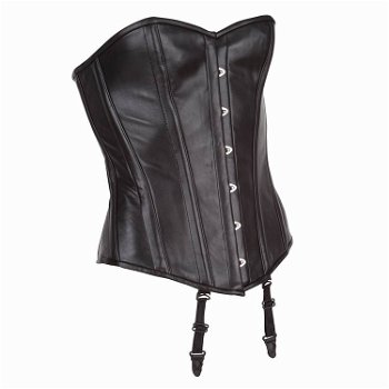 Echt leren corset model 10 zwart in xs t/m 6xl - 0