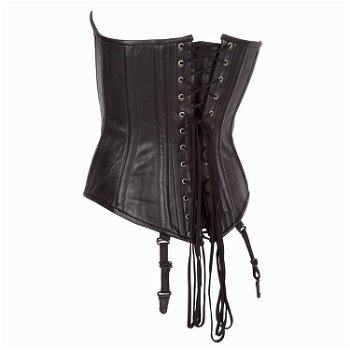 Echt leren corset model 10 zwart in xs t/m 6xl - 1