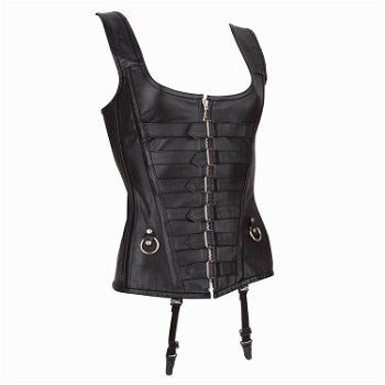 Echt leren corset model 01 zwart in xs t/m 6xl - 0