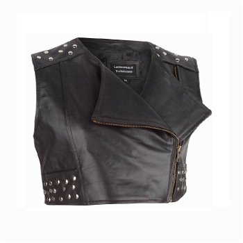 Stoer leren topje met studs in small t/m 6xl - 0