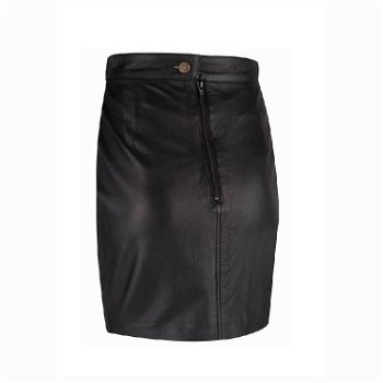 Fraaie zwart leren rok in small t/m 6xl - 1