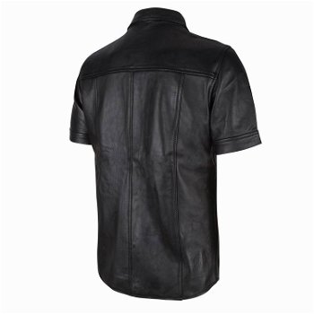 Fraai zwart leren overhemd in small t/m 6xl - 1