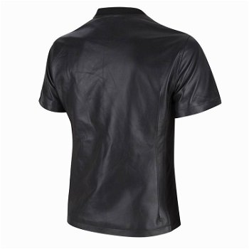 Fraai zwart leren Tshirt in small t/m 6xl - 1