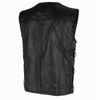 Fraai zwart leren bikervest - 1