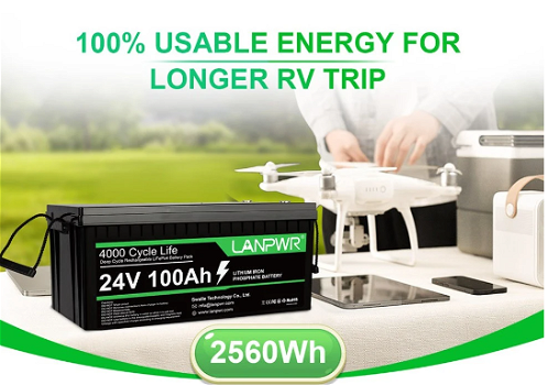 LANPWR 24V 100Ah LiFePO4 Lithium Battery - 6