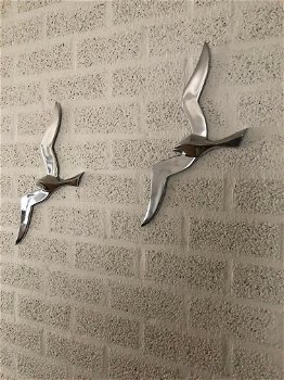 Paar grote silhouette meeuwen-vogel-aluminium-vogel - 1