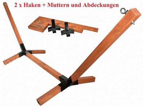 Hangmatframe Houten frame hangbank Stabiel tot 300kg HOUT mahonie - 0