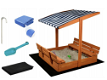 Zandbak met deksel, dak, deksel, bank en vloer, houten zandbak - 0 - Thumbnail