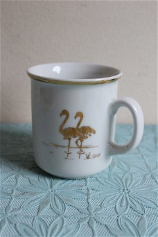Kopje / beker Flamingo goudkleurig - jaren '80
