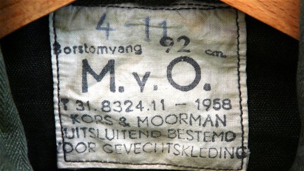Jas, Gevechts, Uniform, VT, M58 Visgraatdessin, MvO, KL, maat: 92, 1958.(Nr.1) - 3