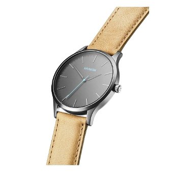 Watch Plaza - MVMT 40 SERIES MT01-GML HERENHORLOGE - DONKERGRIJS & BEIGE LEREN BAND - 1