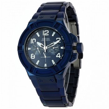 HORLOGE GUESS W0218G4 RIGOR ANALOOG HERENHORLOGE BLAUW 45MM STAAL - 5