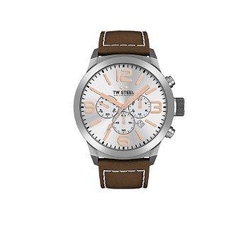 TW-STEEL MARC COBLEN TWMC11 CHRONOGRAAF HORLOGE HEREN MET BRUIN LEDEREN BAND 42MM - 0