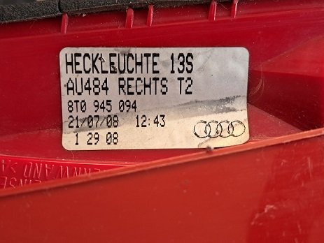 Audi A5 B8 (07-11) Achterlicht Binnen 8T0 945 094 Rechts - 3
