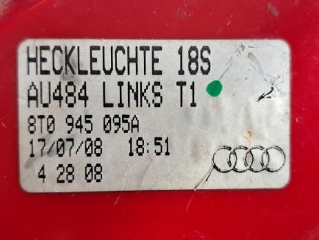 Audi A5 B8 (07-11) Achterlicht Buiten 8T0 945 095A Links - 3